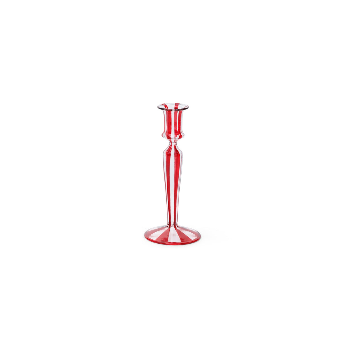 Red Stripes Glass Taper Holder