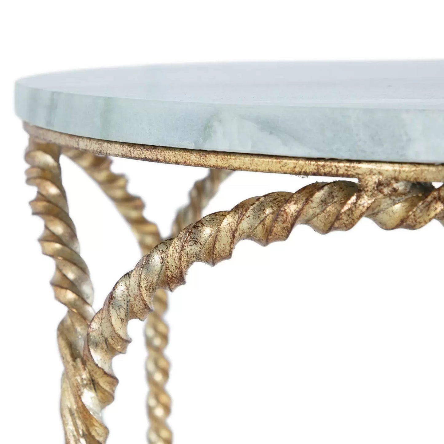 Feather Green Marble Twisted Side Table