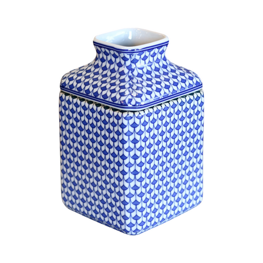 Porcelain Tissue Box - Blue Fish Scales