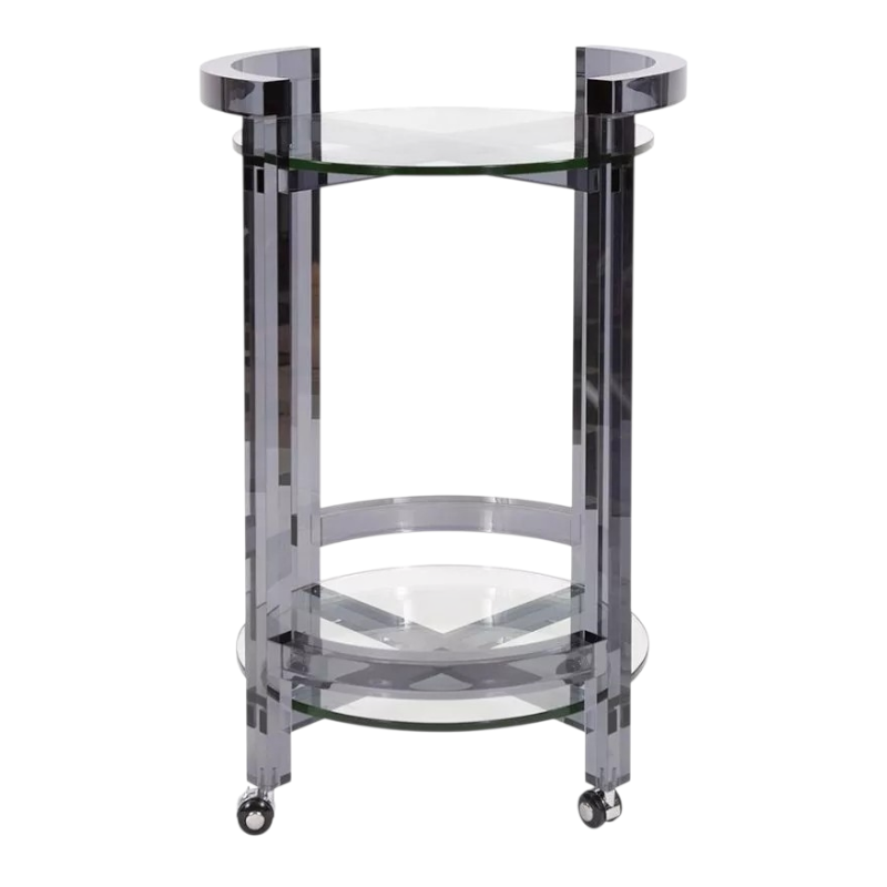 Smokey Gray Acrylic Framed Bar Cart
