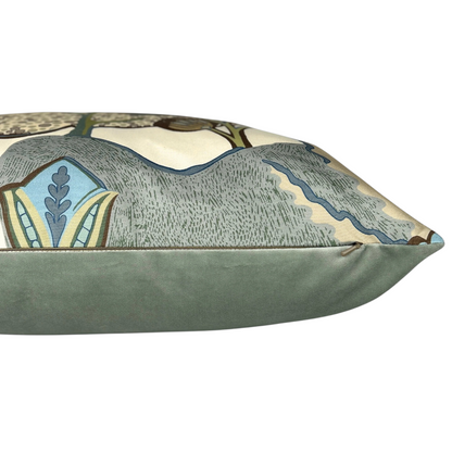 Whimsical Blue & Sage Pillow - 22"