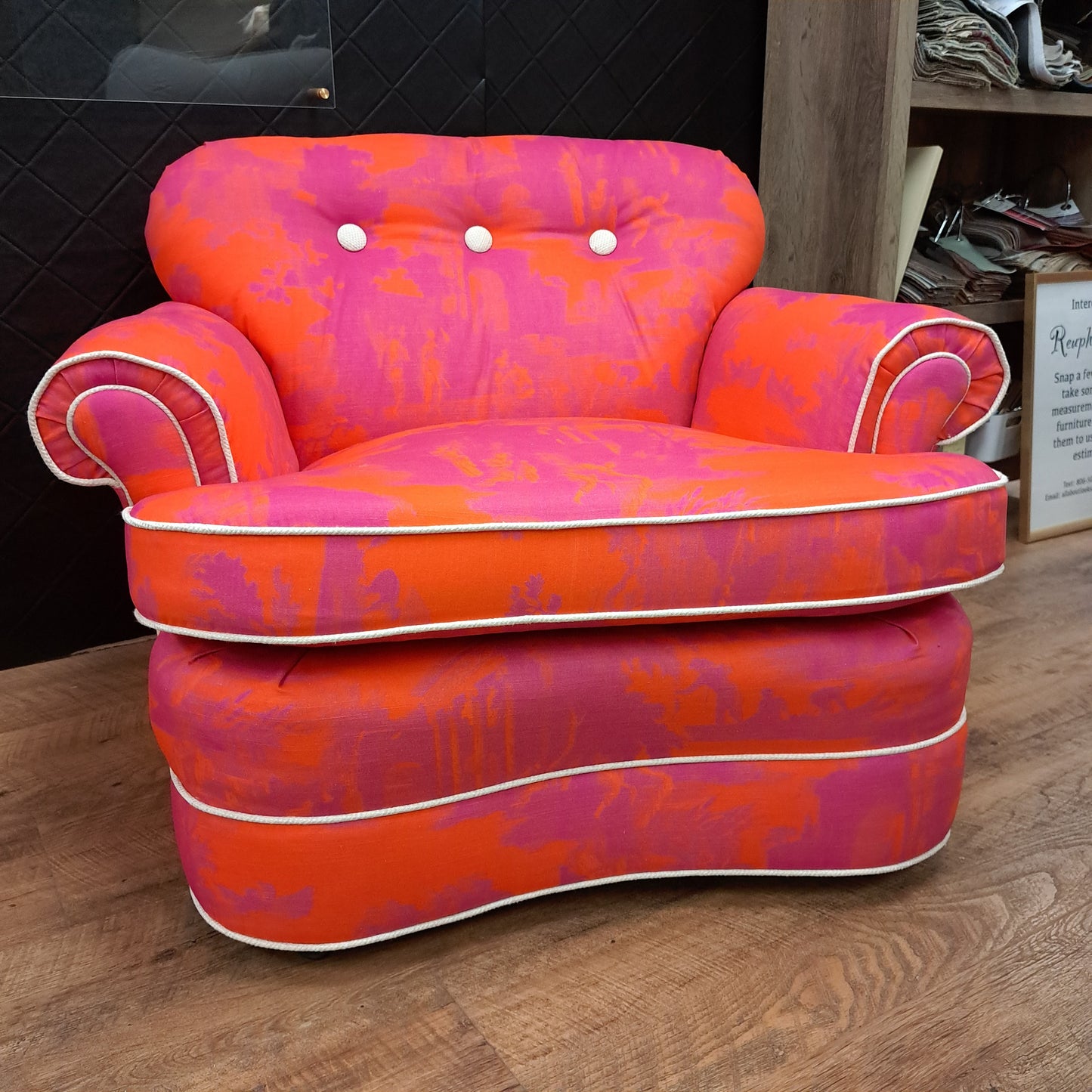 Pink & Orange Toile Chair