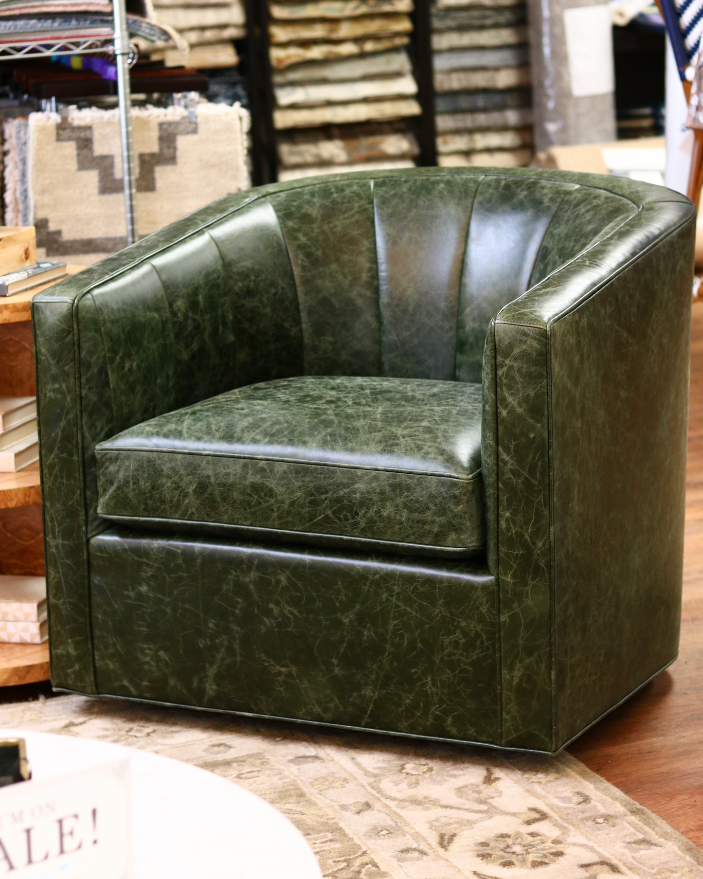 Green Leather Swivel Chair