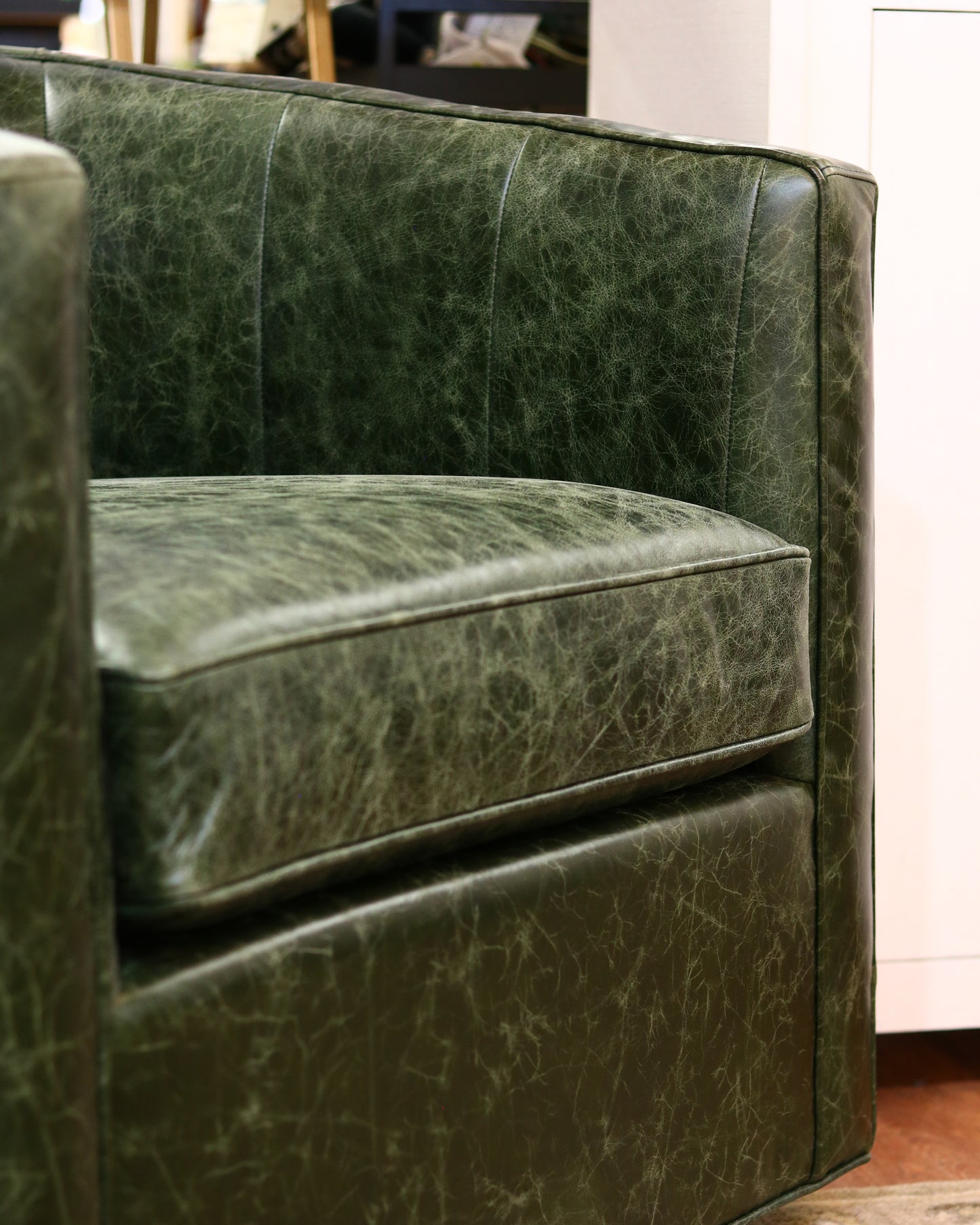 Green Leather Swivel Chair