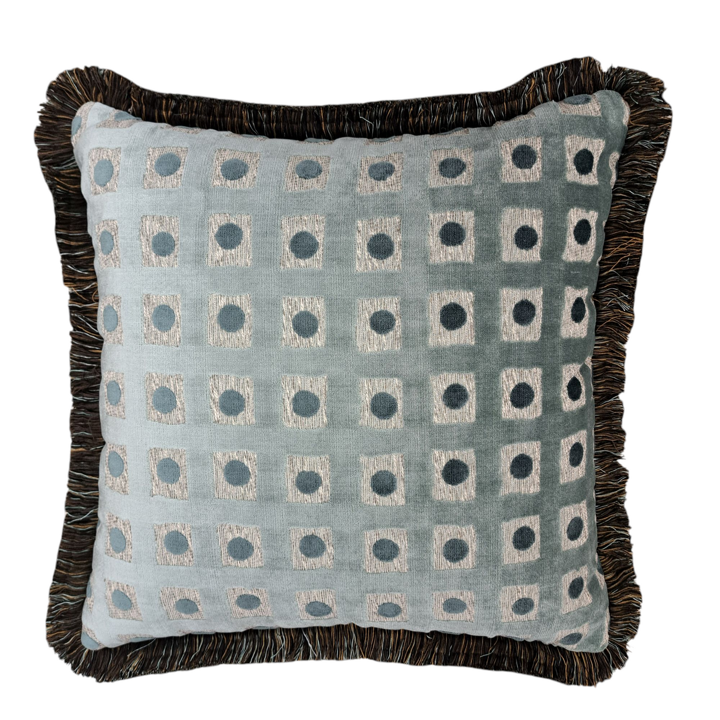 22” Crane Pillow with Brown Fringe