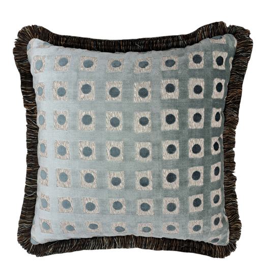 22” Crane Pillow with Brown Fringe