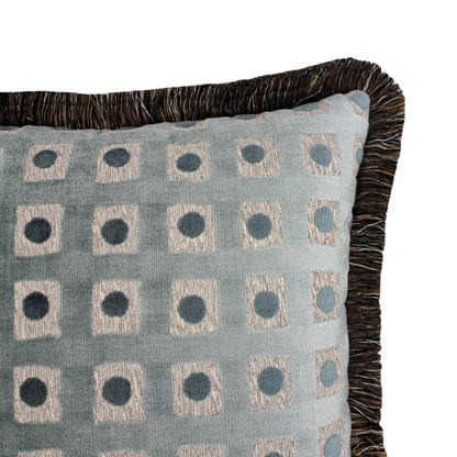 22” Crane Pillow with Brown Fringe