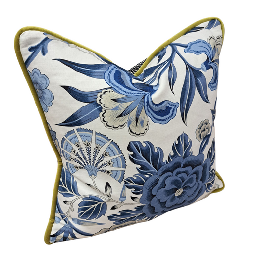 20” Blue and White Floral with Citron Cording