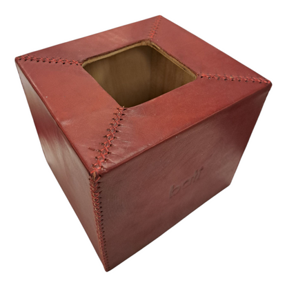 Hand-Stitched Leather Tissue Box