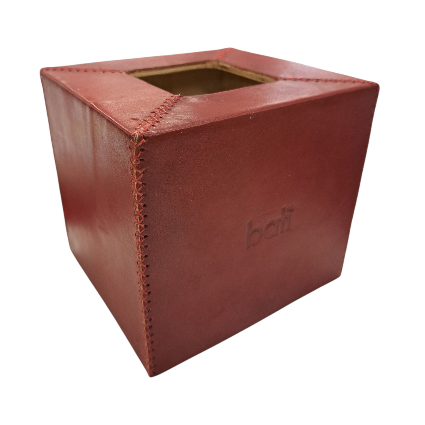 Hand-Stitched Leather Tissue Box