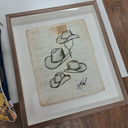 Kelly O'Neal Framed "Hat Studies"