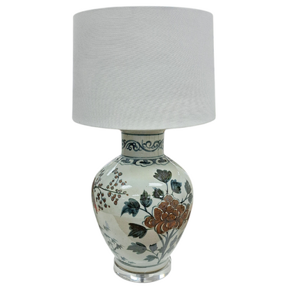 Magpie on Plum Tree Jar Table Lamp