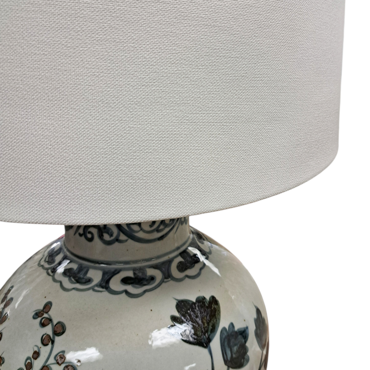 Magpie on Plum Tree Jar Table Lamp