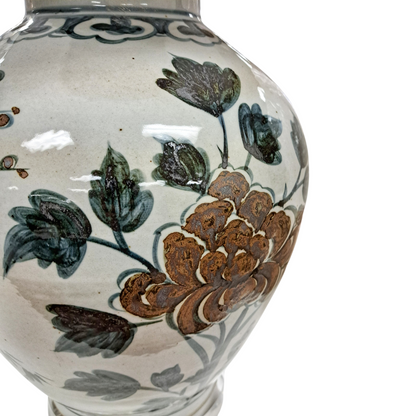 Magpie on Plum Tree Jar Table Lamp