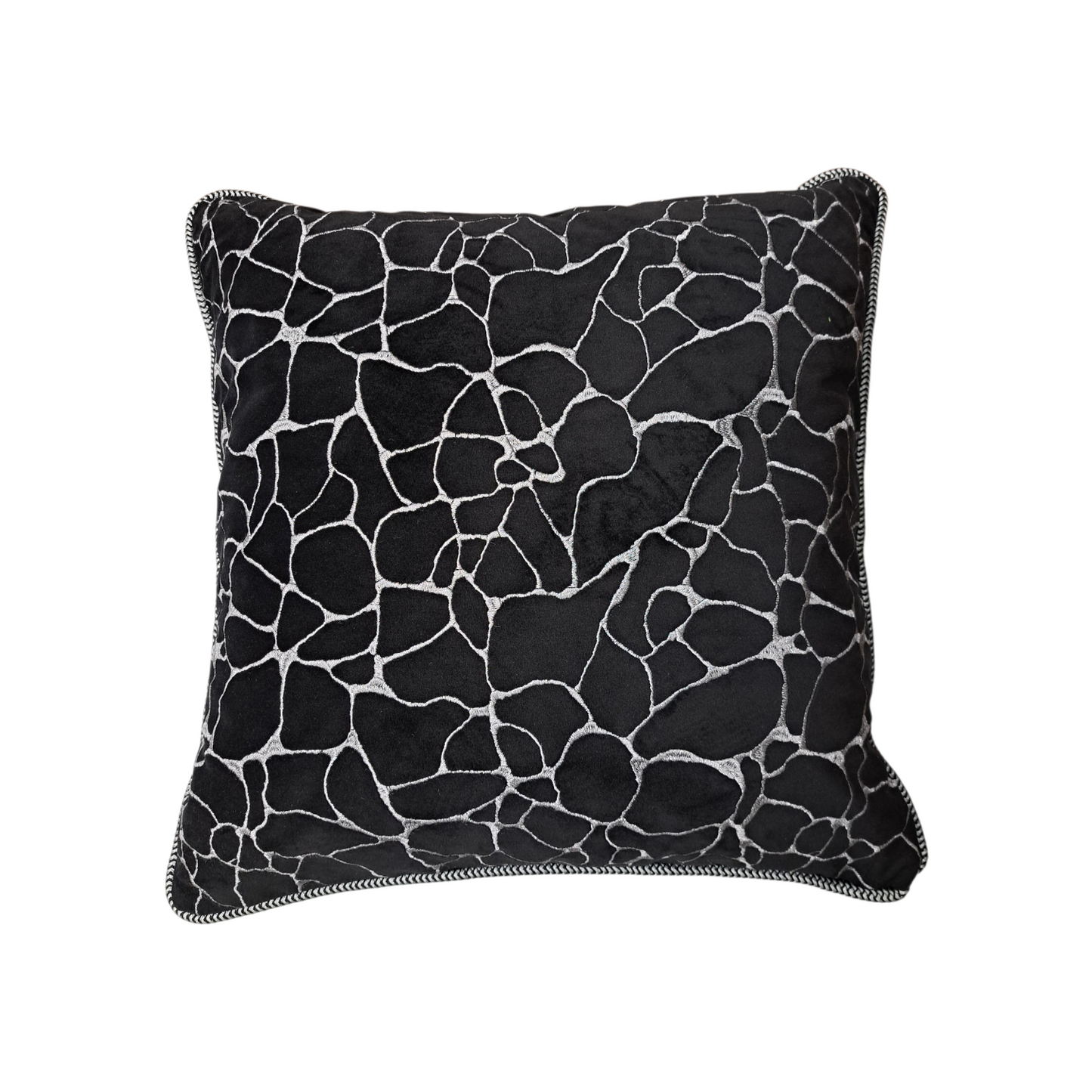 Black & Silver Velvet Pillow - 22"