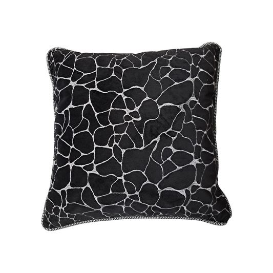 Black & Silver Velvet Pillow - 22"