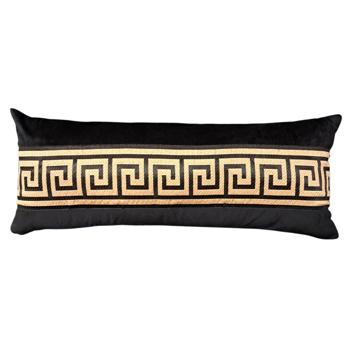 Black & Gold Velvet Bolster - 33"