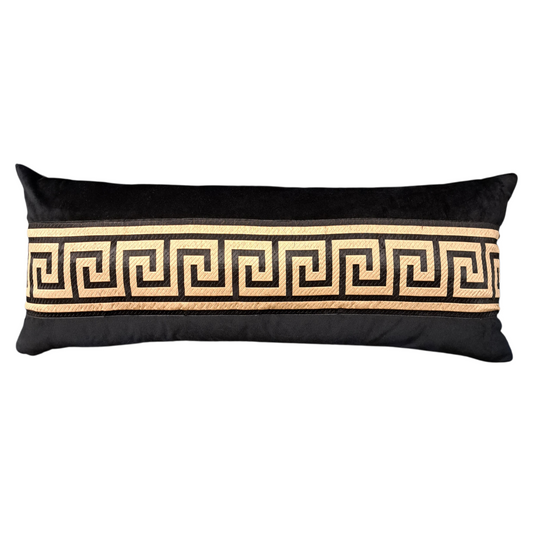 Black & Gold Velvet Bolster - 33"