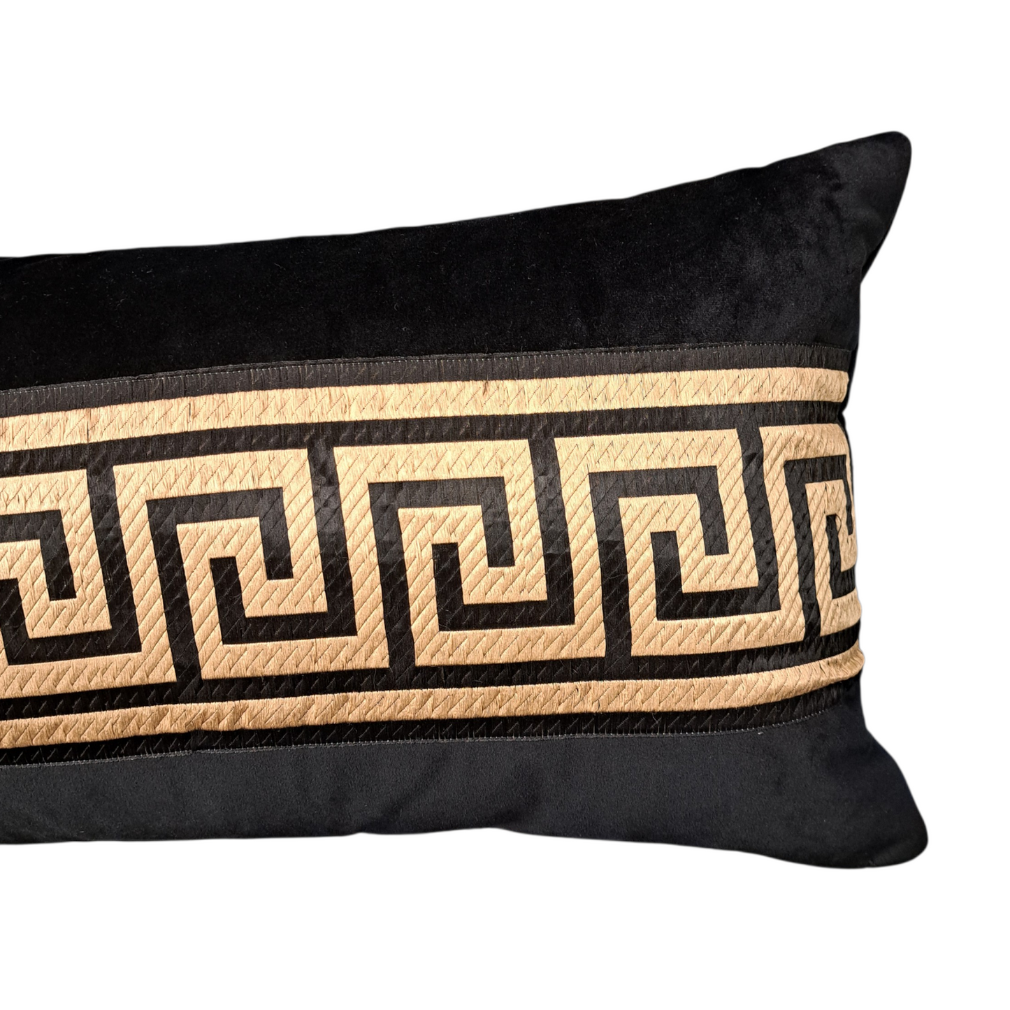 Black & Gold Velvet Bolster - 33"