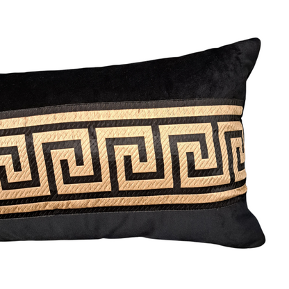 Black & Gold Velvet Bolster - 33"