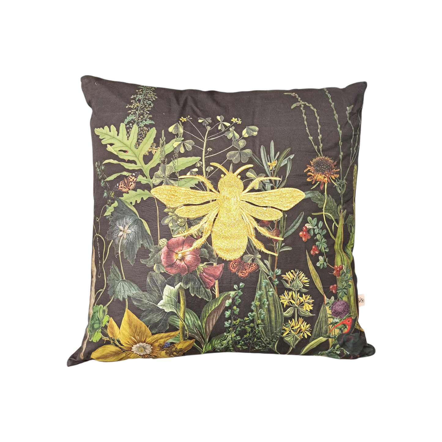 Bold Botanical Bee Embroidered Pillow - 26"