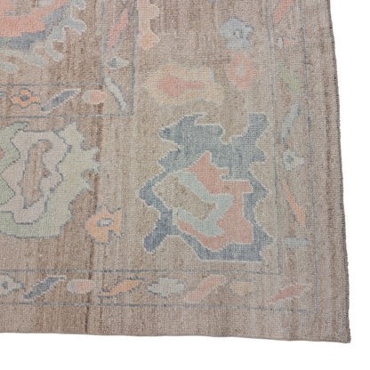 12' 2" x 16' 3" Pastel Brown, Blue & Peach Rug
