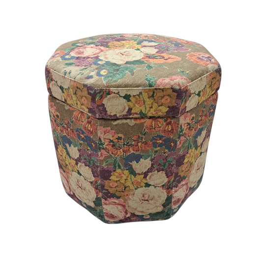 Octagon Storage Ottoman in Floral