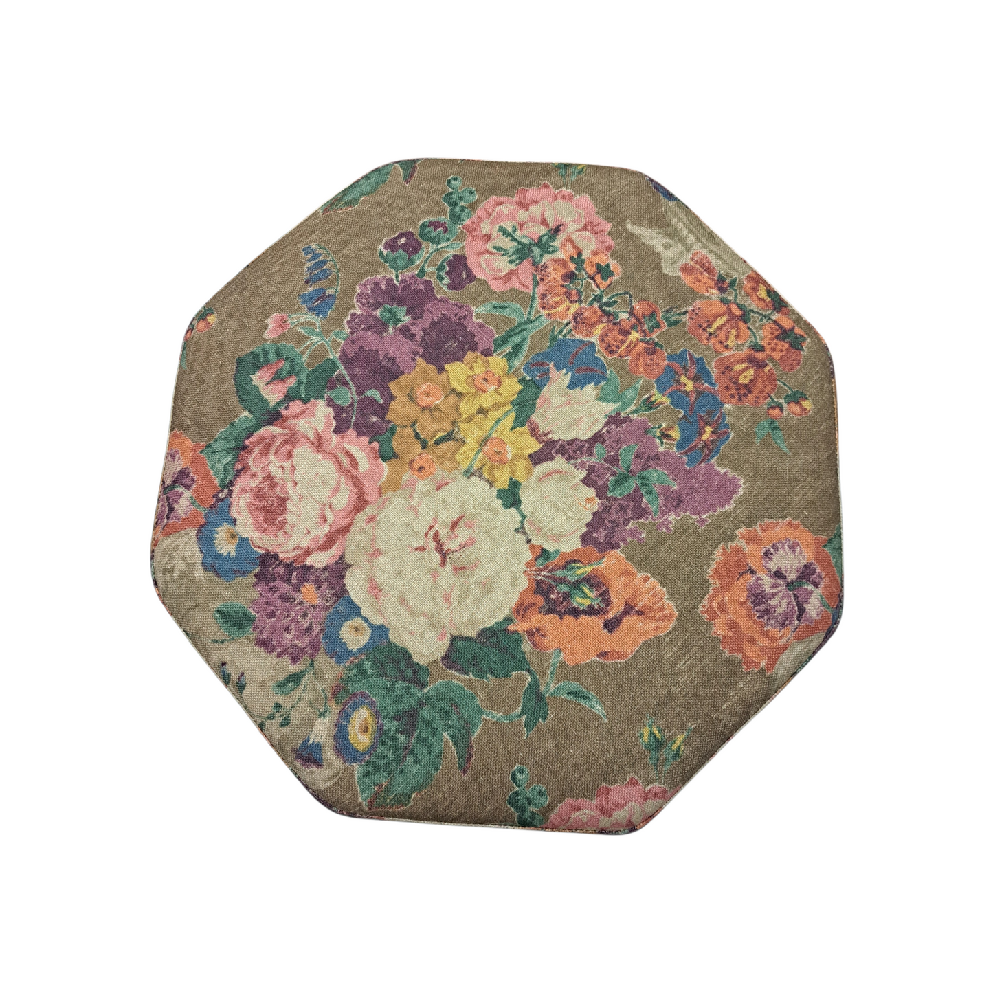 Octagon Storage Ottoman in Floral