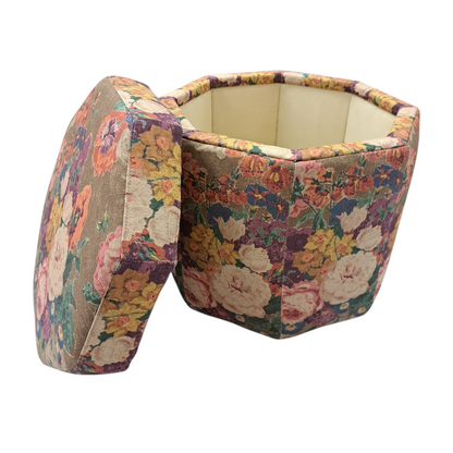 Octagon Storage Ottoman in Floral