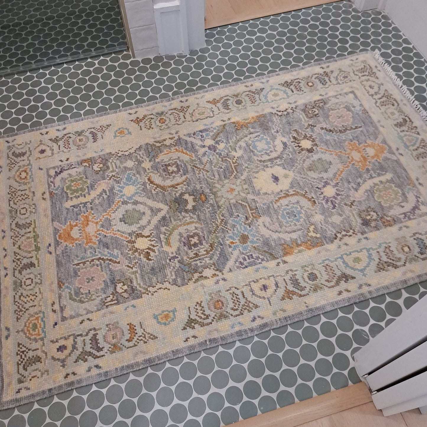 3' x 5' Darker Grey, Blue & Yellow Custom Oushak Rug