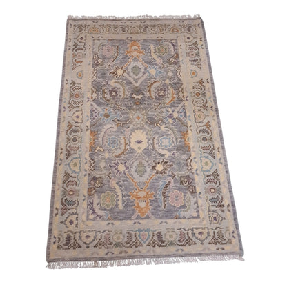 3' x 5' Darker Grey, Blue & Yellow Custom Oushak Rug