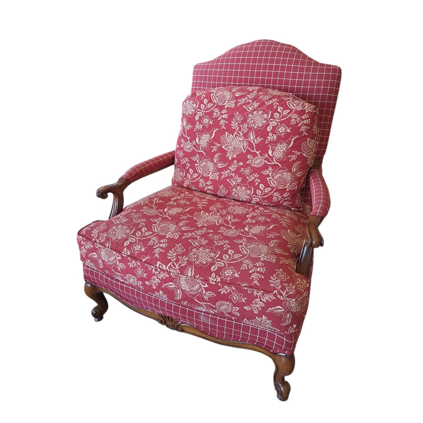 Red Upholstered Arm Chair