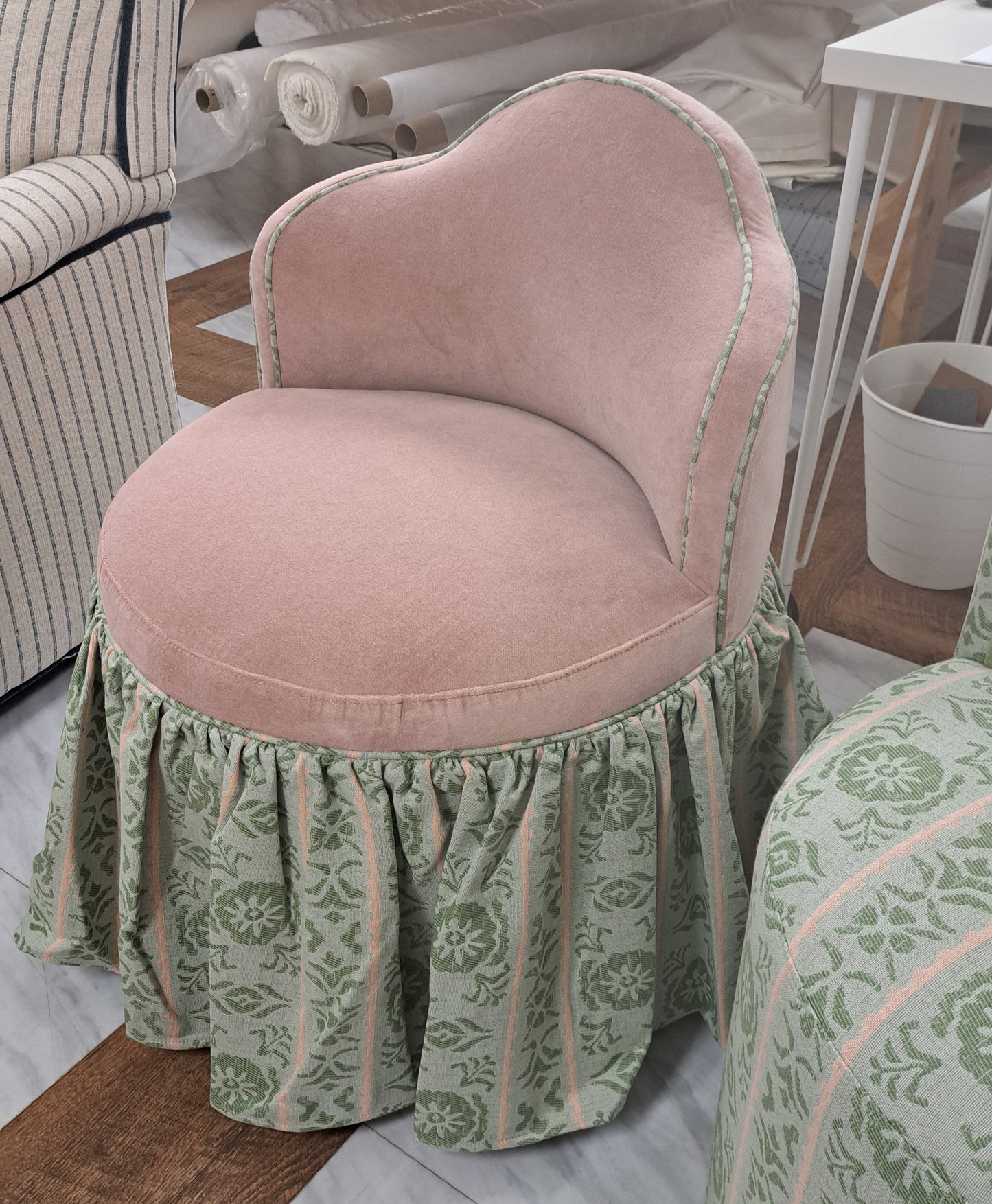 Camila Swivel Stool with Ruffle Skirt
