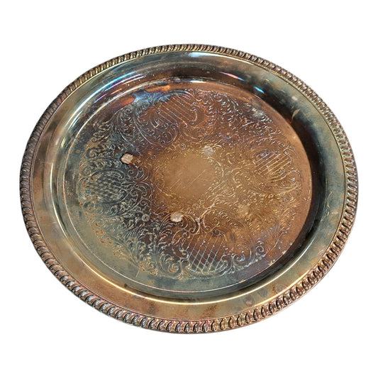 Large Round Antique Silver Tray