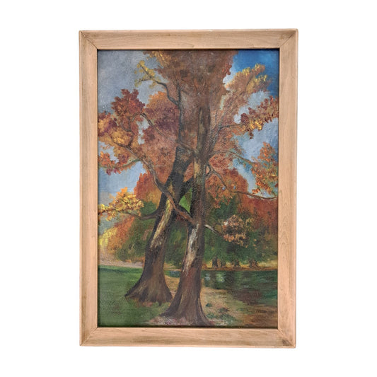 Framed Fall Trees Painting