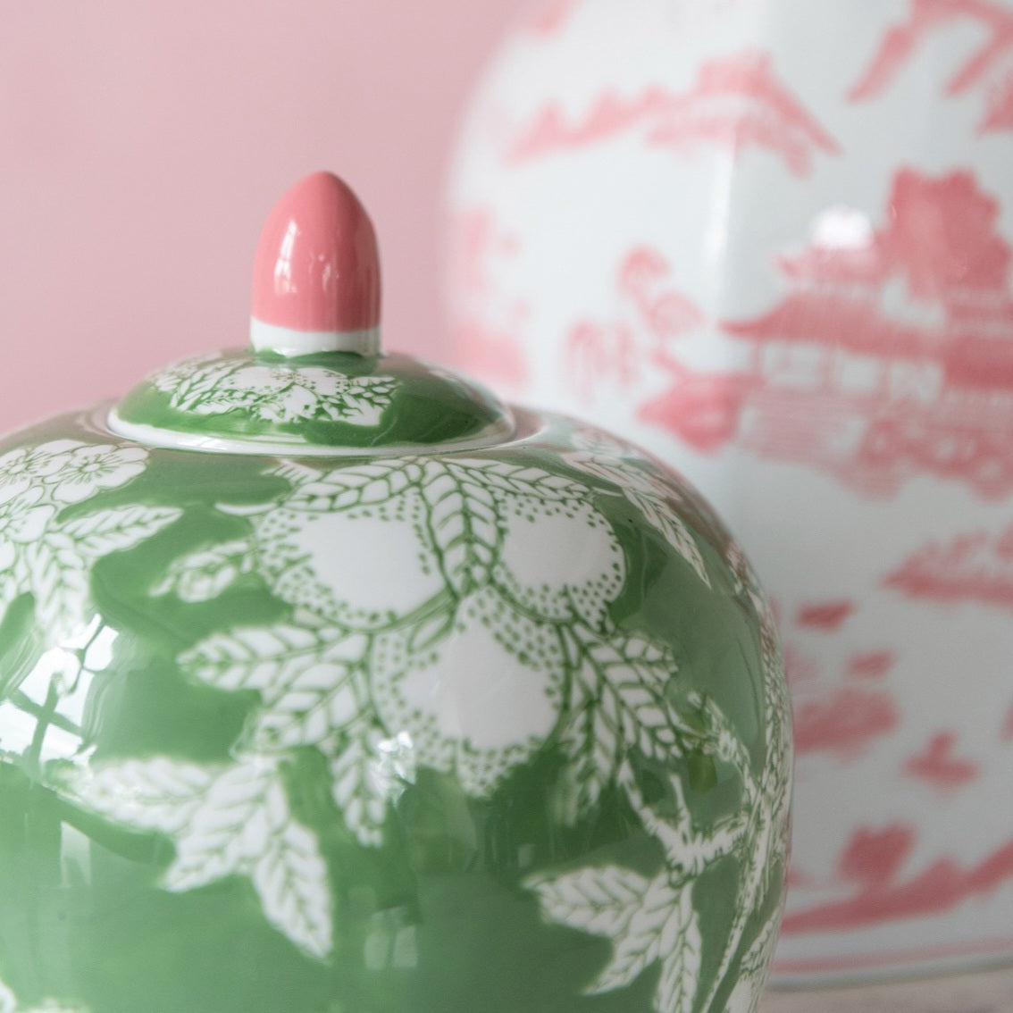 Green Stoneware Ginger Jar