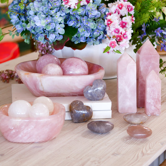 Blue Rose Quartz Heart Carving