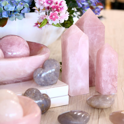 Large Rose Quartz Tower Carving