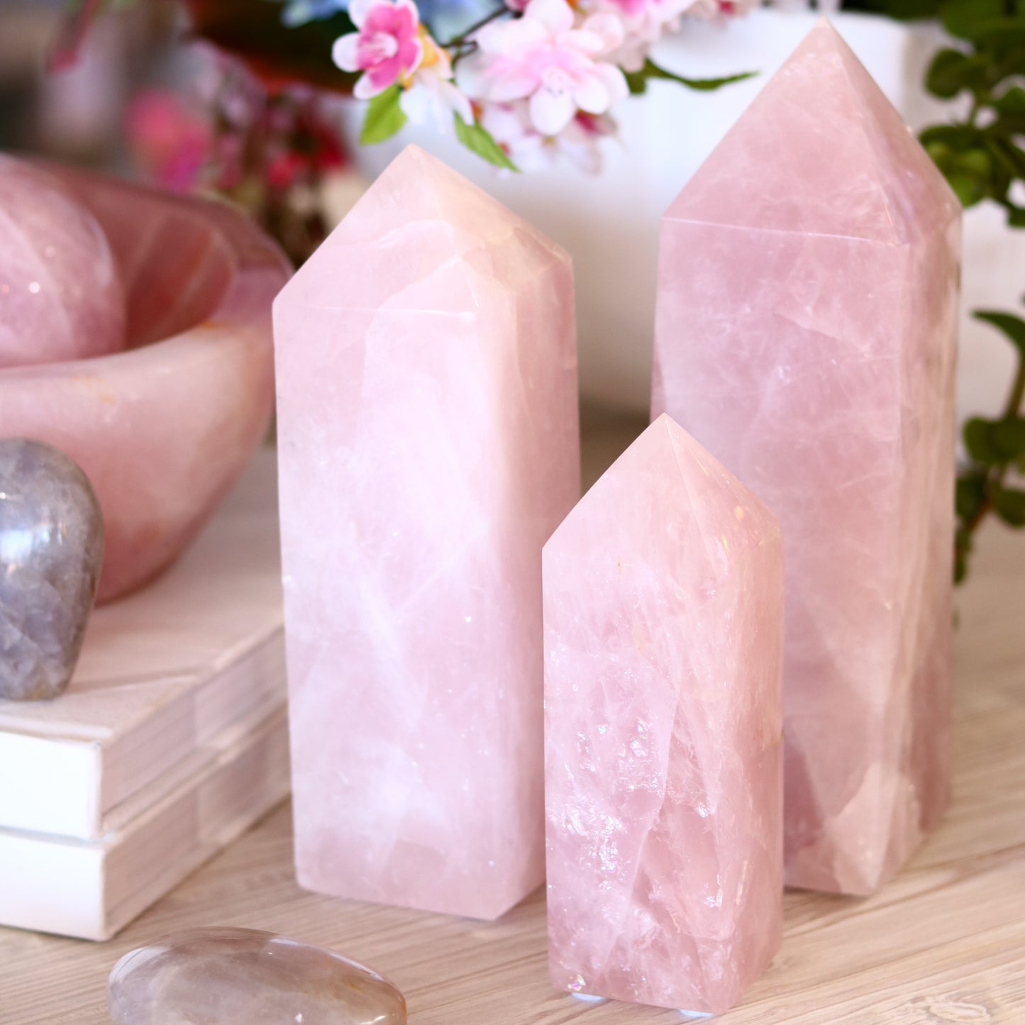 Large Rose Quartz Tower Carving