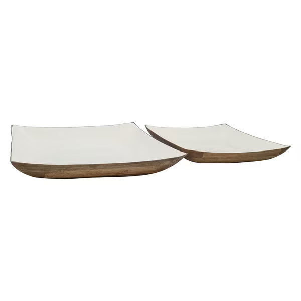 Enamel and Mangowood Square Bowl