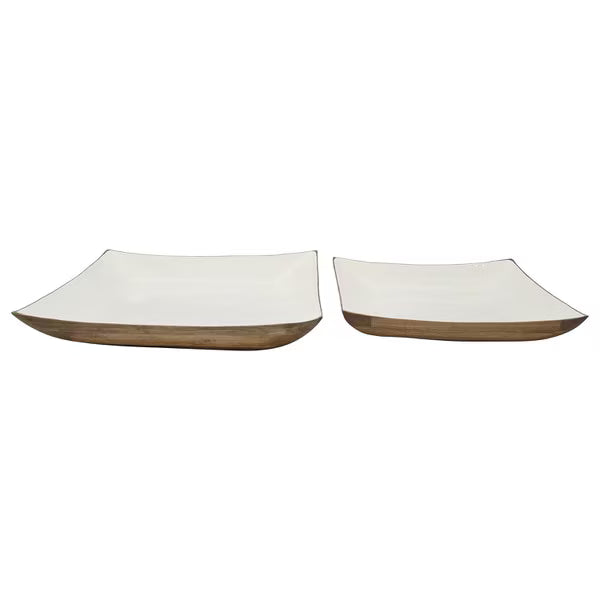 Enamel and Mangowood Square Bowl