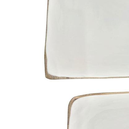 Enamel and Mangowood Square Bowl