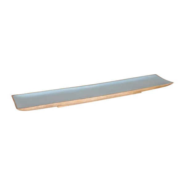 Enamel and Mangowood Rectangular Tray - Blue