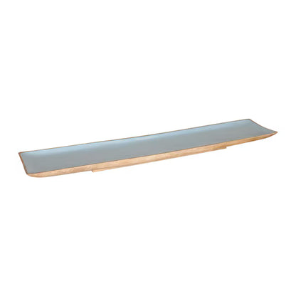 Enamel and Mangowood Rectangular Tray - Blue