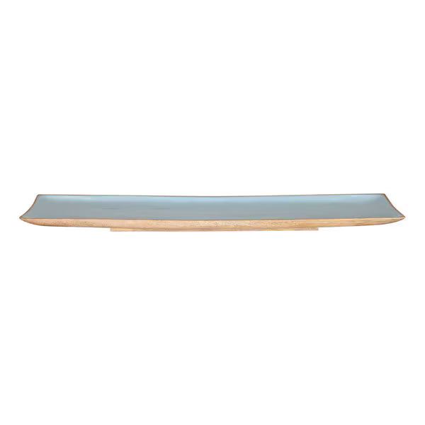 Enamel and Mangowood Rectangular Tray - Blue