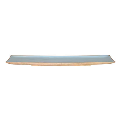 Enamel and Mangowood Rectangular Tray - Blue