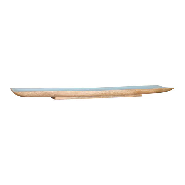 Enamel and Mangowood Rectangular Tray - Blue