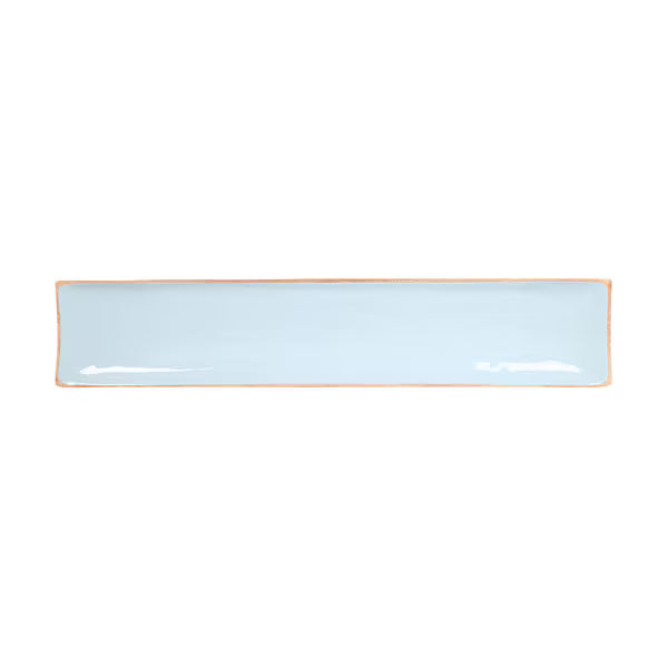 Enamel and Mangowood Rectangular Tray - Blue