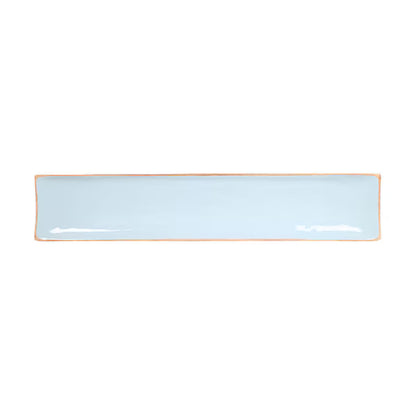 Enamel and Mangowood Rectangular Tray - Blue