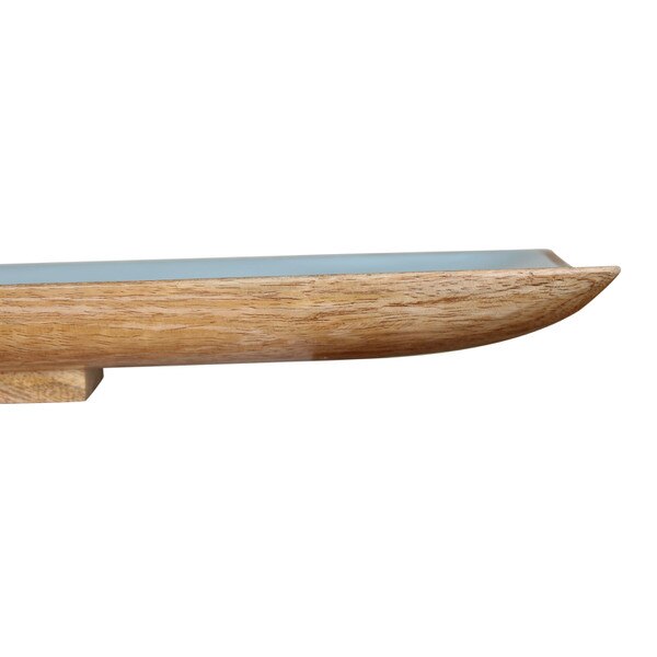 Enamel and Mangowood Rectangular Tray - Blue